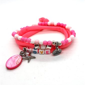fluor roze armband