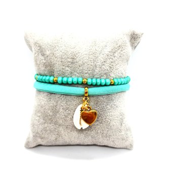 turquoise/ goud  armbandensetje