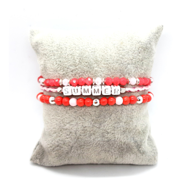 armbanden set in diep roze met zilver 