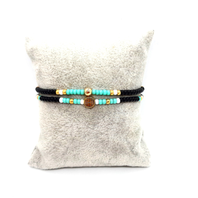 miyuki setje in zwart/turquoise/goud