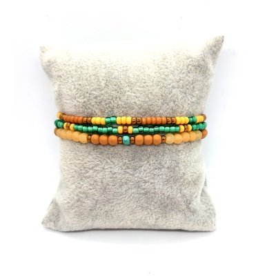 armbanden set in caramel en jade groen