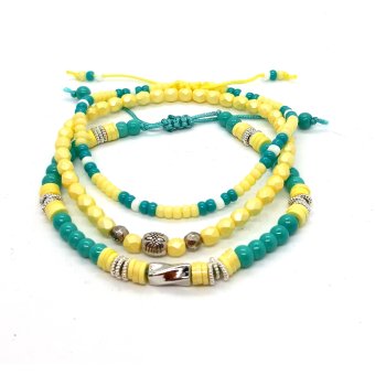  armbanden set geel/ turquoise