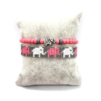 miyuki olifant setje grijs roze