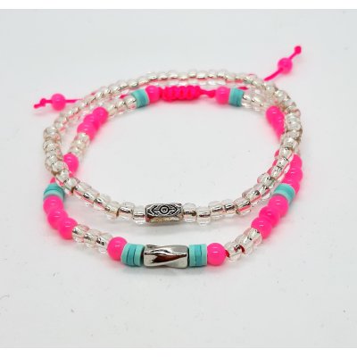 armband setje in fluor roze 