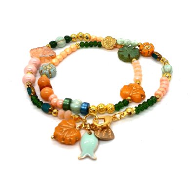 boho armband in pasteltinten en groen