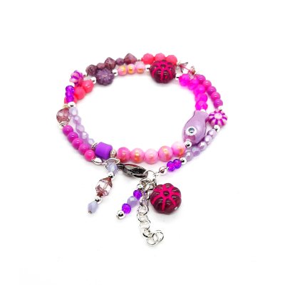 boho wikkelarmband lila/ roze