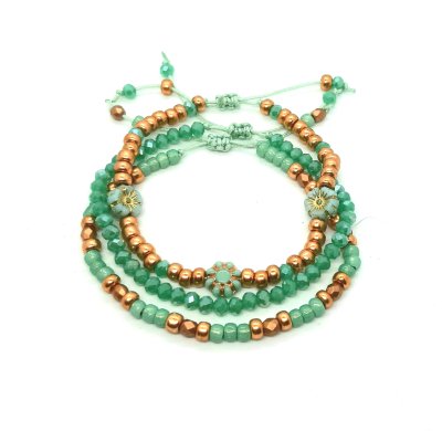 armband in turquoisegroen en licht brons