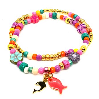 kleurrijke boho set met felroze visje