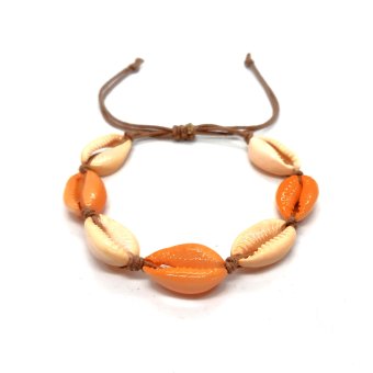 schelpen armbandje in zacht oranje/ peach