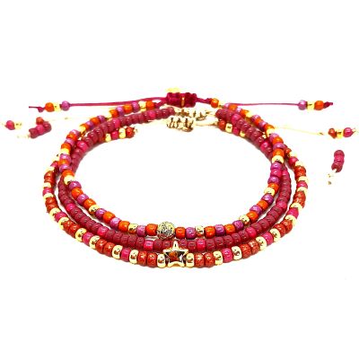 armband setje in zacht paars en licht fuchsia