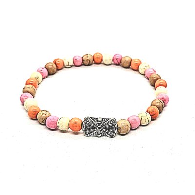 bohemian armband in pastel roze/ beige/ oranje/ wit