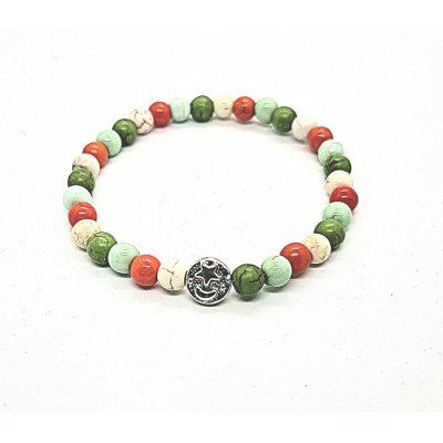 bohemian armband  mintblauw/ olijfgroen/ oranje/ wit