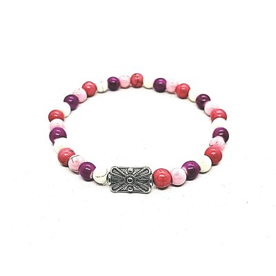bohemian armband in fuchsia/ roze/ wit