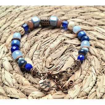 bohostyle armband brons/ blauw