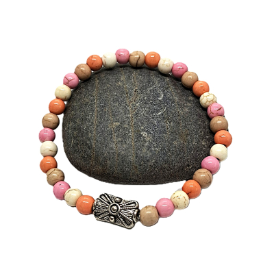 bohemian armband in pastel roze/ beige/ oranje/ wit