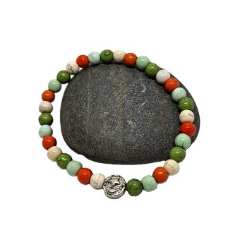 bohemian armband  mintblauw/ olijfgroen/ oranje/ wit