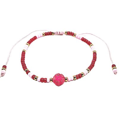 roze fuchsia schuifarmbandje met bloem