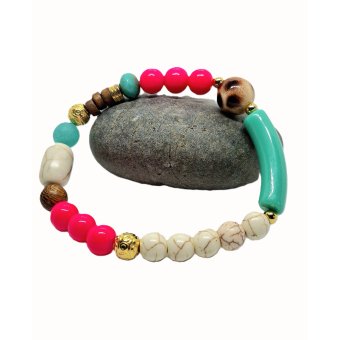 statement armband turquoisegroen/ felroze