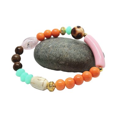 statement armband roze/ oranje