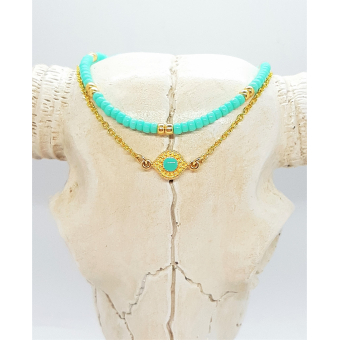 DQ gouden armbanden setje in turquoise