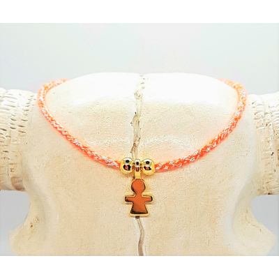 geboorte armbandje meisje zacht oranje/roze