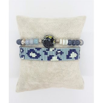 miyuki panter armband  blauwgrijs
