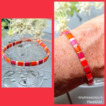 miyuki tile armband fel oranje