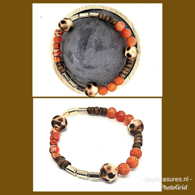statement armband oranje/ bruin