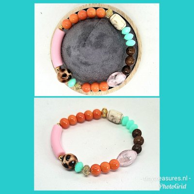 statement armband roze/ oranje