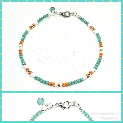enkelbandje turquoise, zacht oranje, zilver enkelbandje turquoise, zacht oranje, zilver