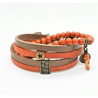 armband in warm oranje en brons 