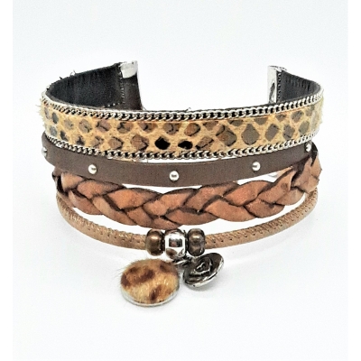 leren armband bruin/ beige