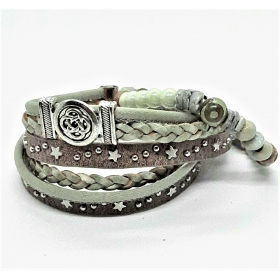 wikkelarmband in sage groen en taupe