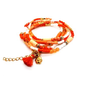 boho armband in peach/ oranje/ goud