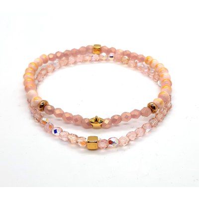 heel zacht roze armbanden set met ster