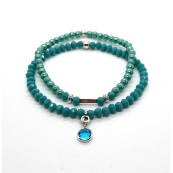 turquoise blauwe armbanden set met zilver