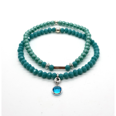 turquoise blauwe armbanden set met zilver