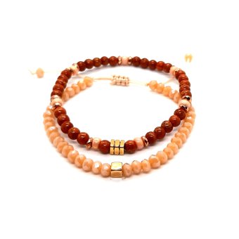 armband setje in peach en brique
