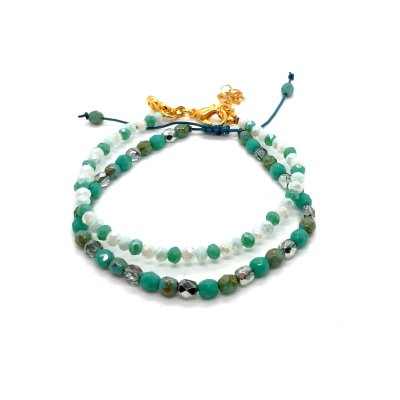 turquoise groen armbanden setje