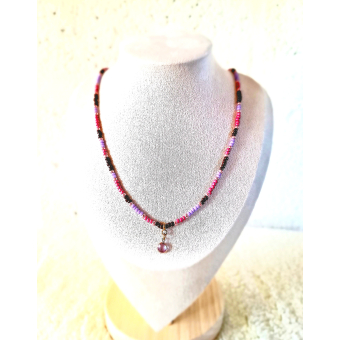 Bohemian kettinkje in roségoud, paars, donkerroze en oxblood