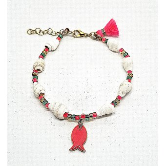 schelpen armbandje fel roze