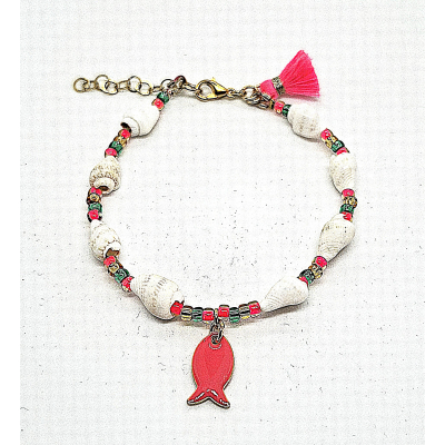 schelpen armbandje fel roze