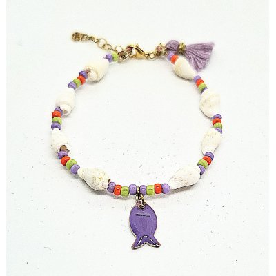 schelpen armbandje paars