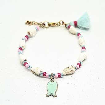 schelpen armbandje mintblauw