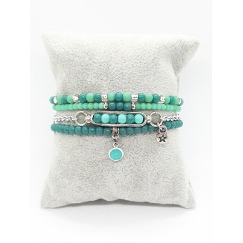 armband setje in blauwgroen/ turquoise 